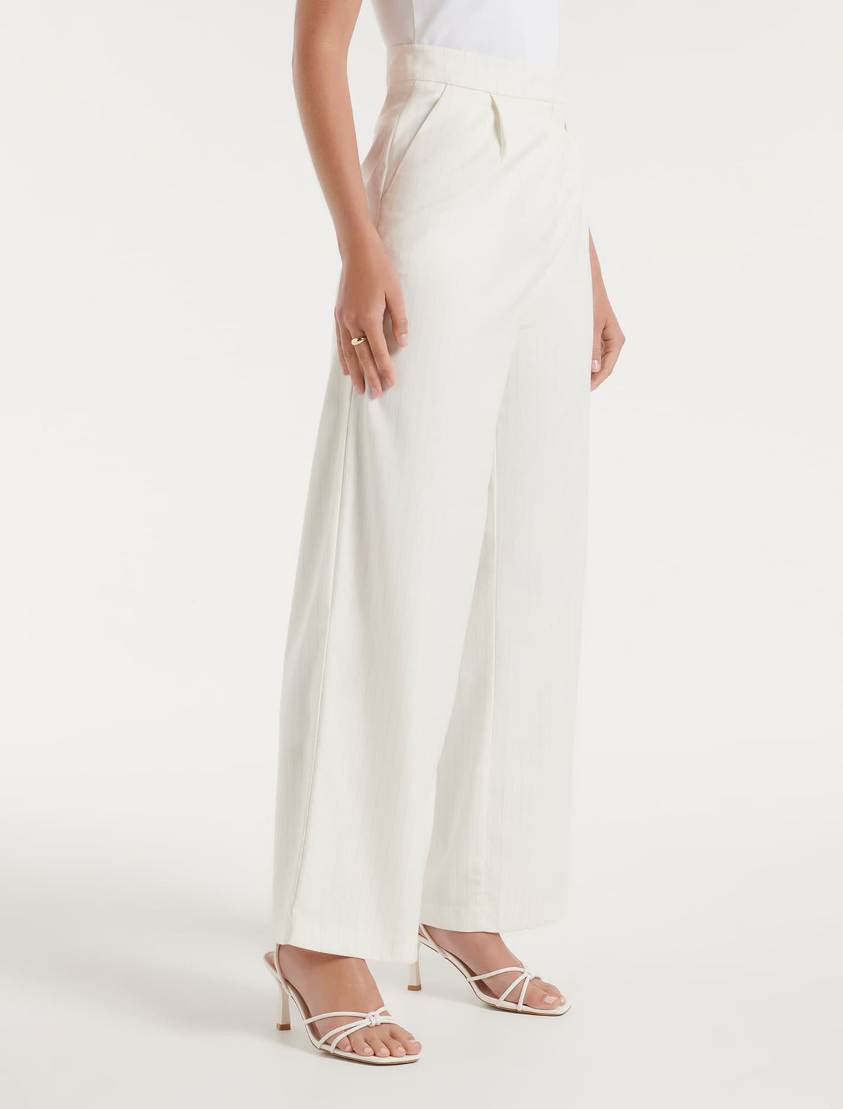 Elle Pinstripe Pant Ivory Pinstripe Suit