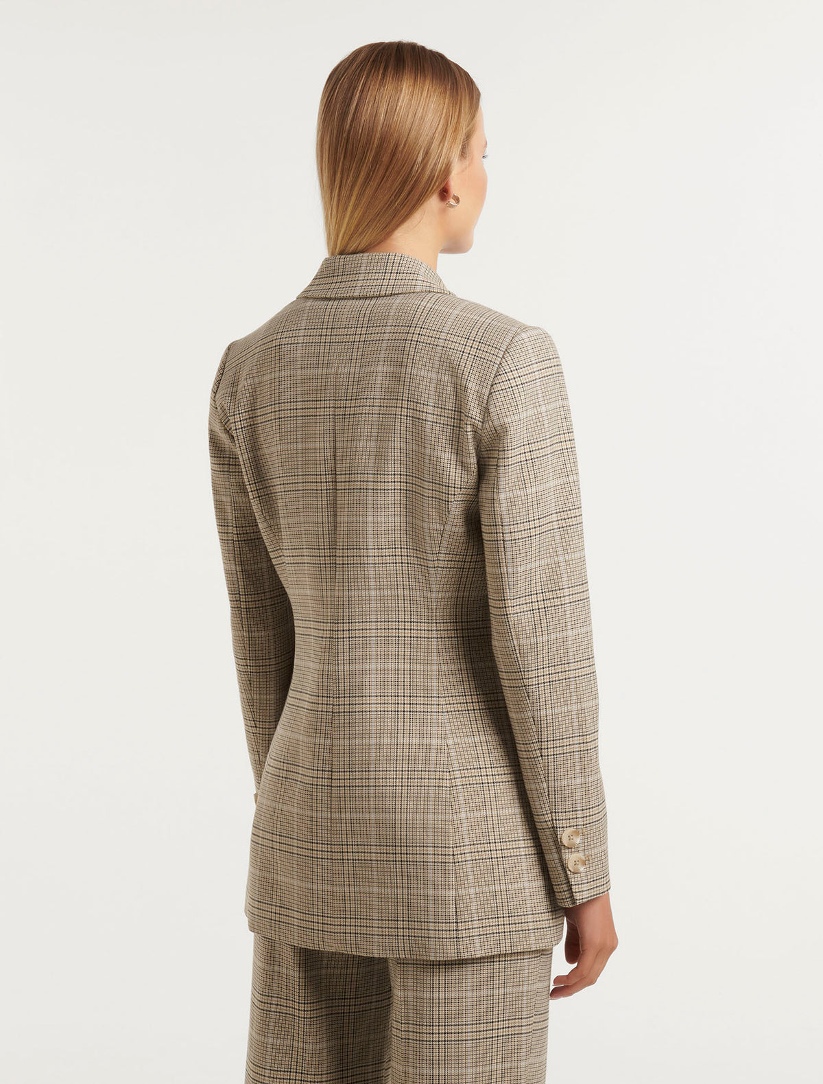 Fiona Check Double Breasted Blazer Camel/Blue Suit