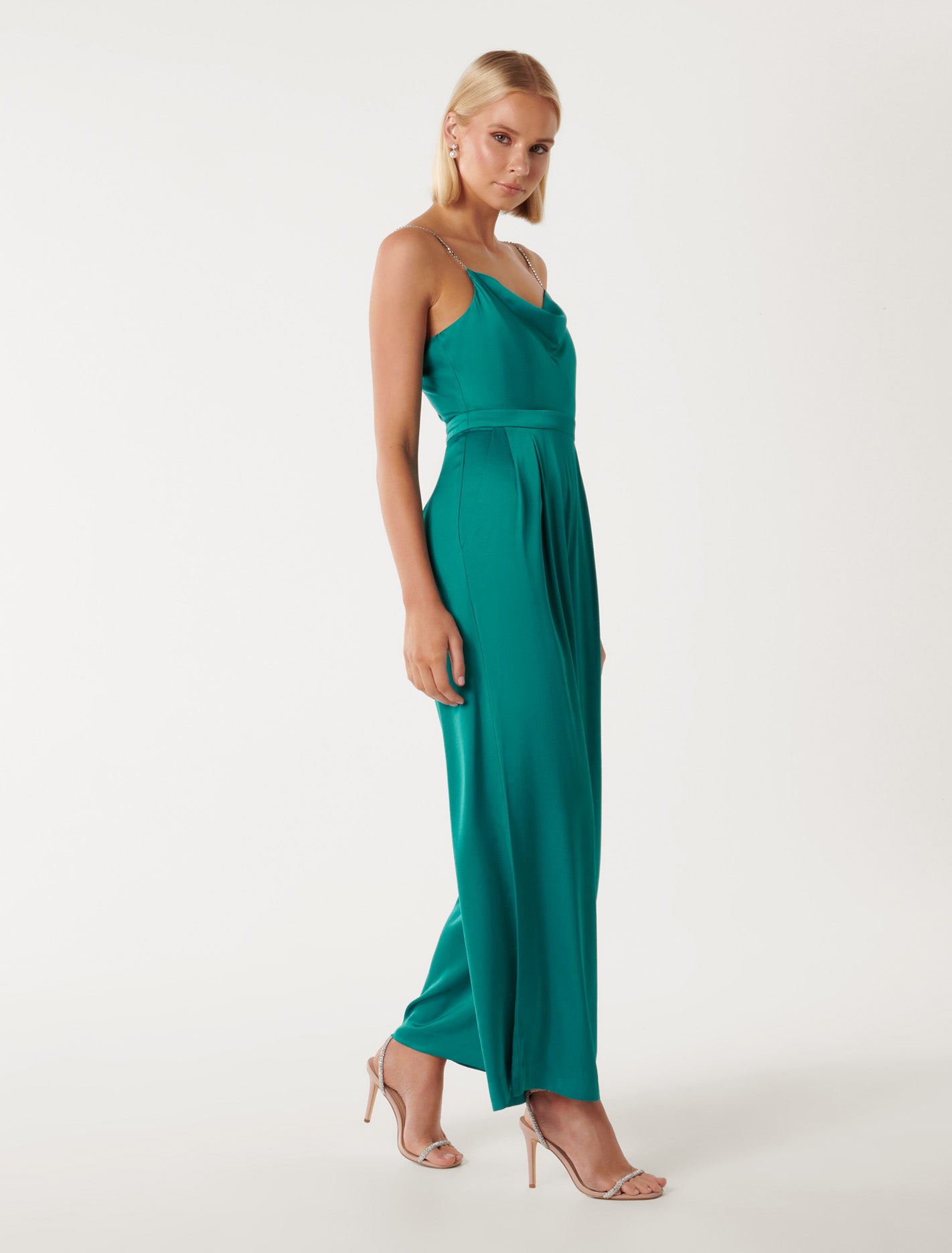 Gloria Cowl Neck Jumpsuit Digital Teal
