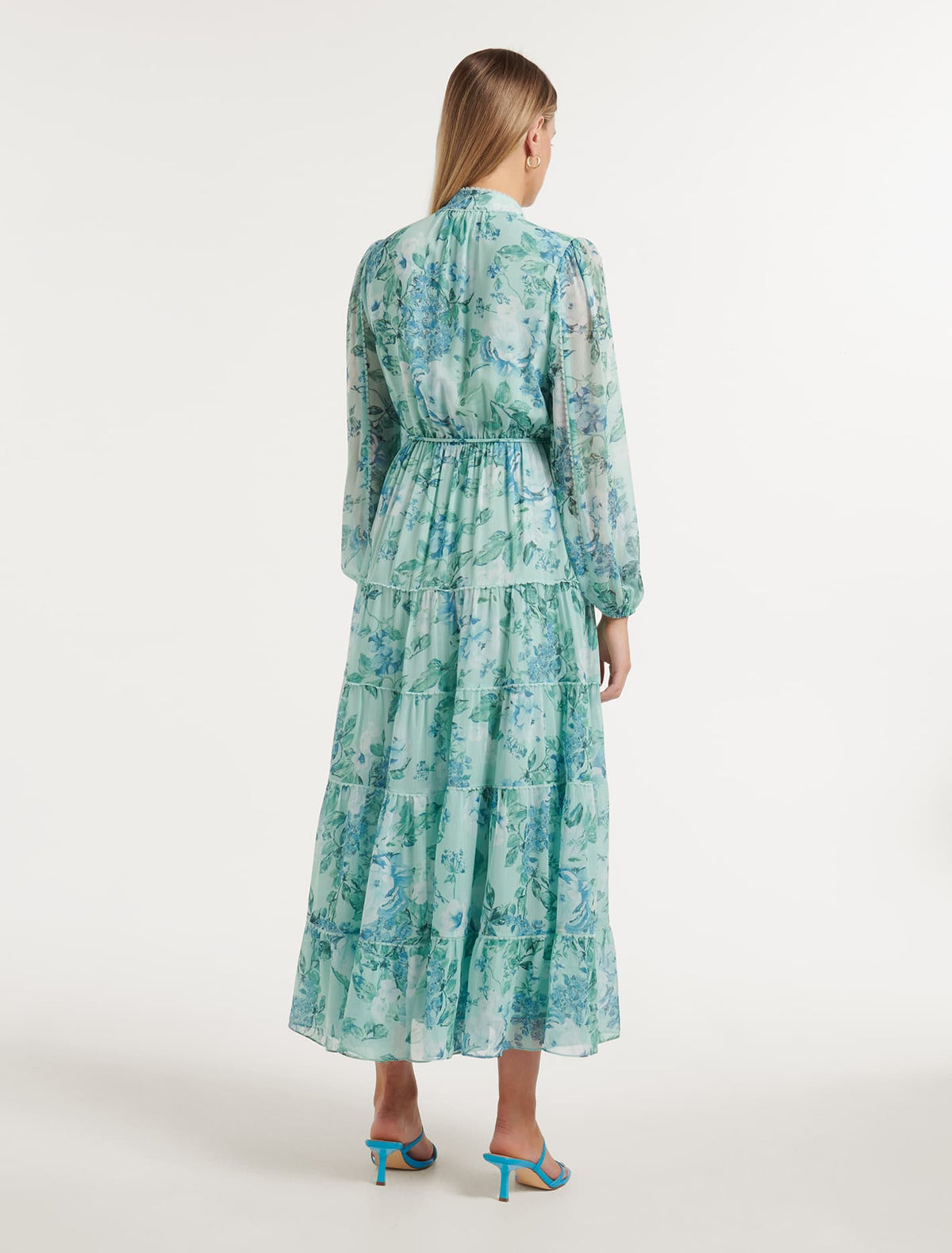 Rickie Button Up Midi Dress Mint Salisbury Floral