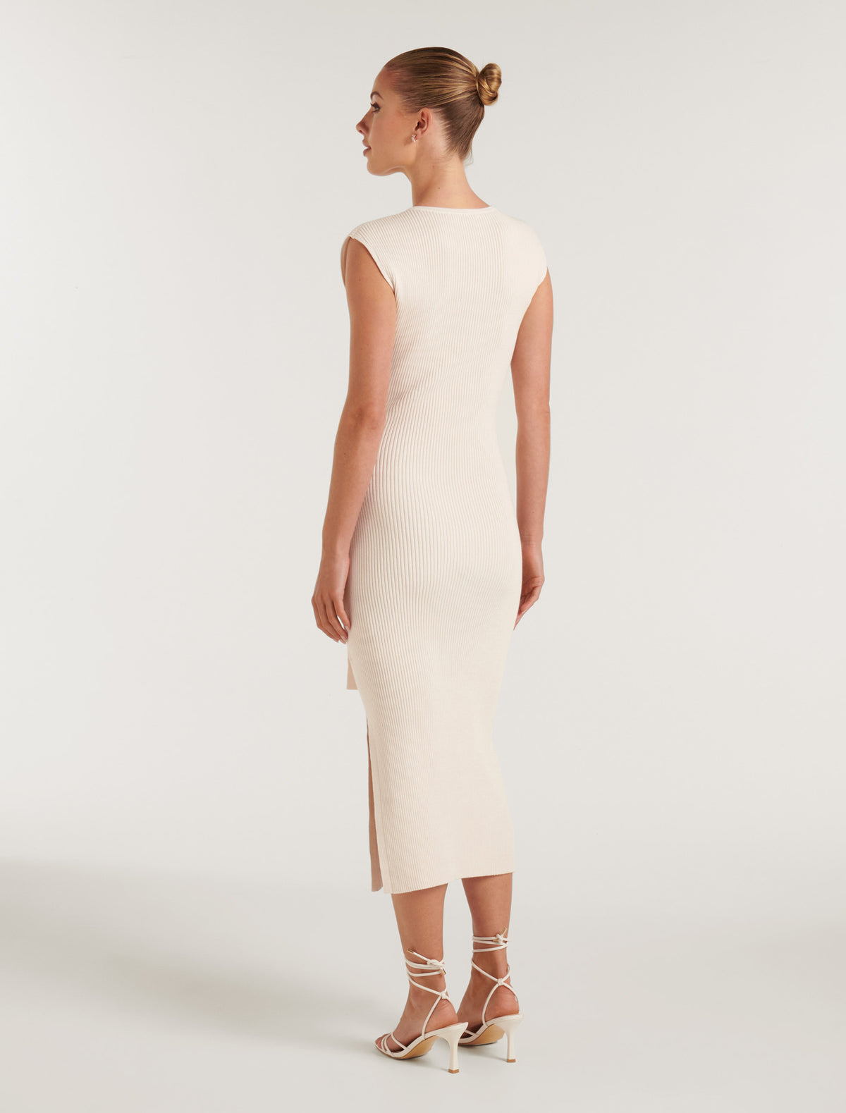 Jacinta Front Tie Knit Midi Dress Cream