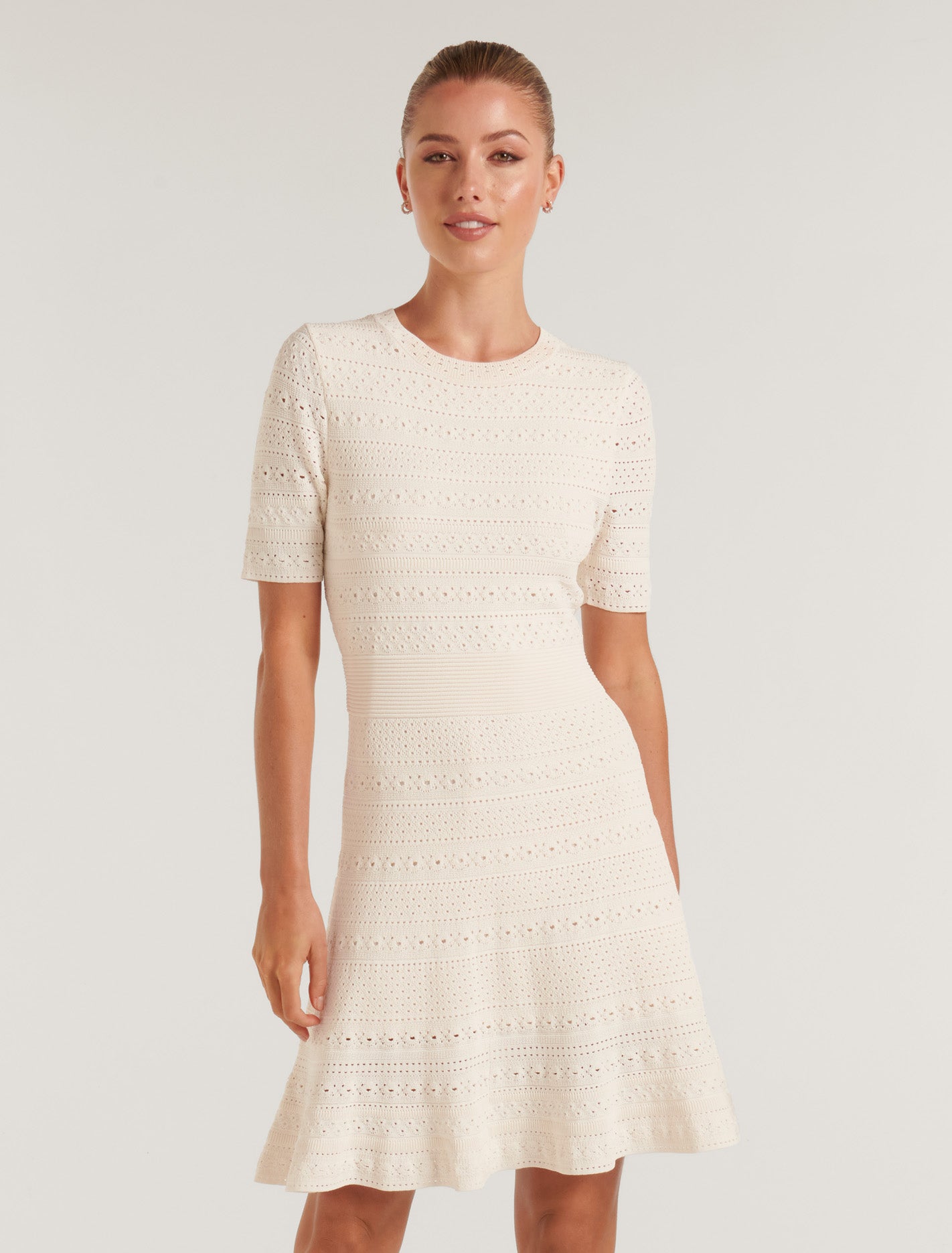 Kady Pointelle Knit Dress Cream