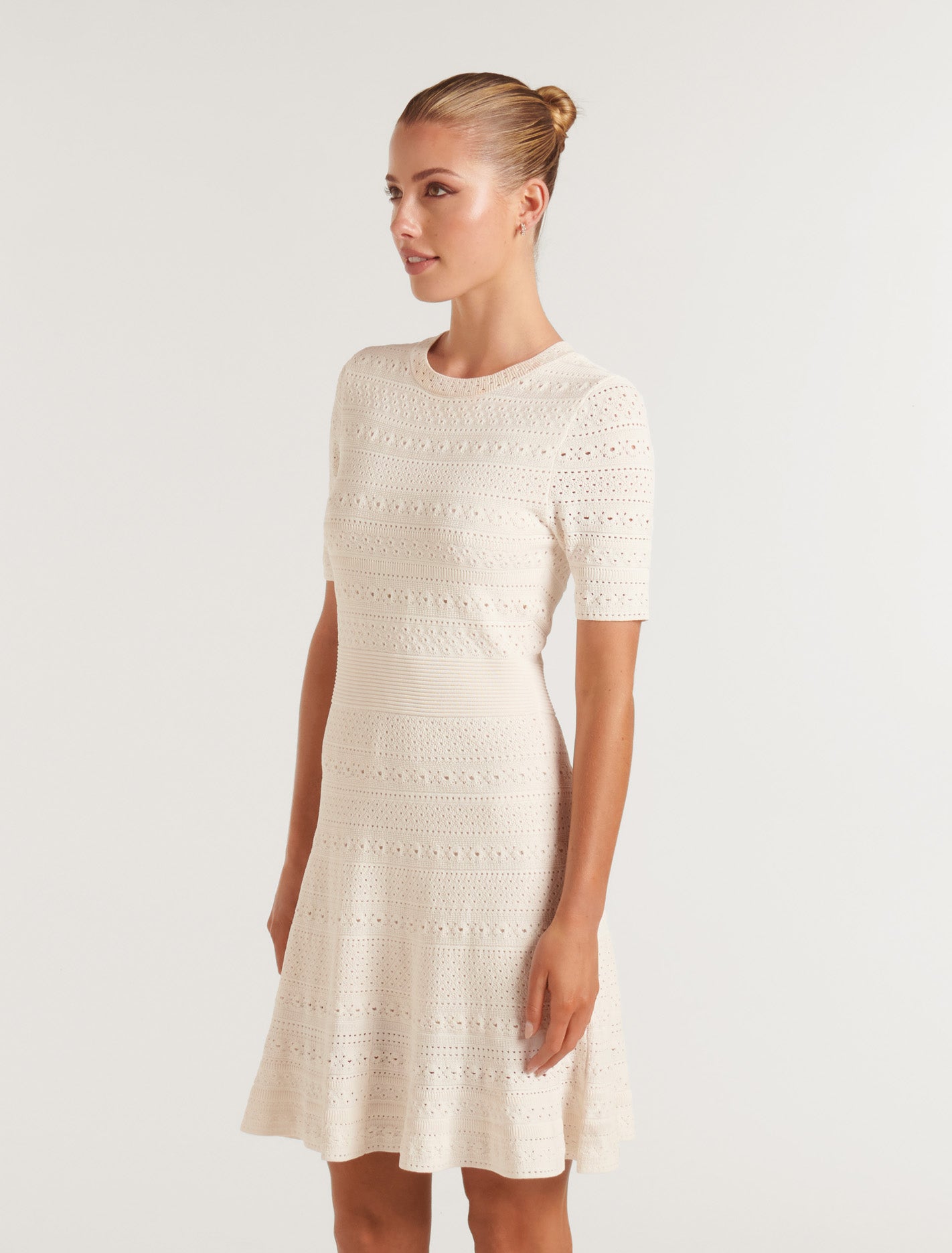 Kady Pointelle Knit Dress Cream