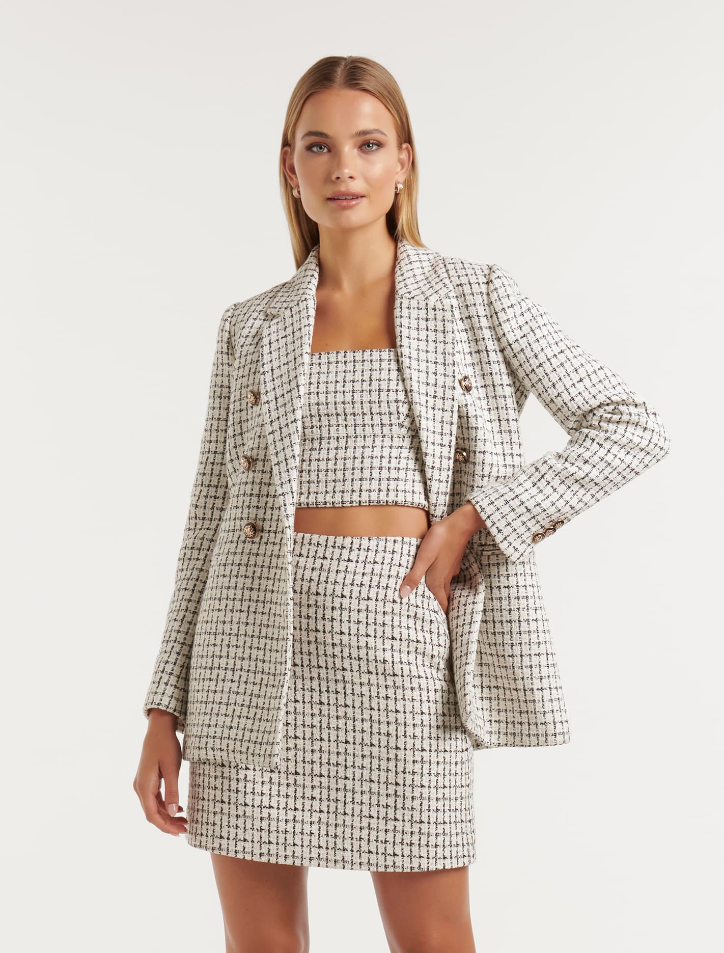Pearl Boucle Jacket Cream/Black Boucle Suit