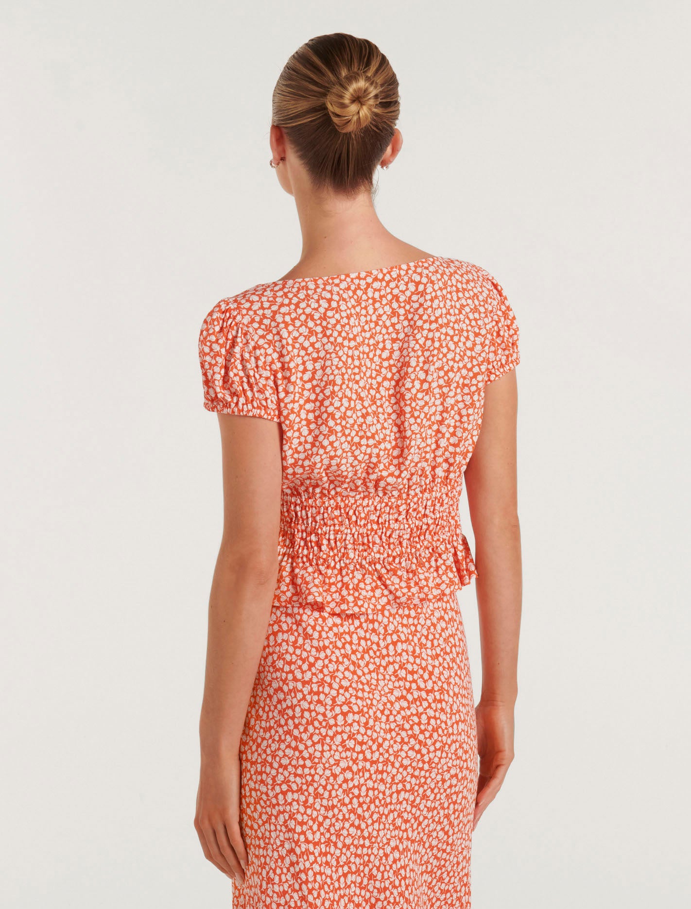 Cecilia Waisted Cap Sleeve Top Memphis Ditsy