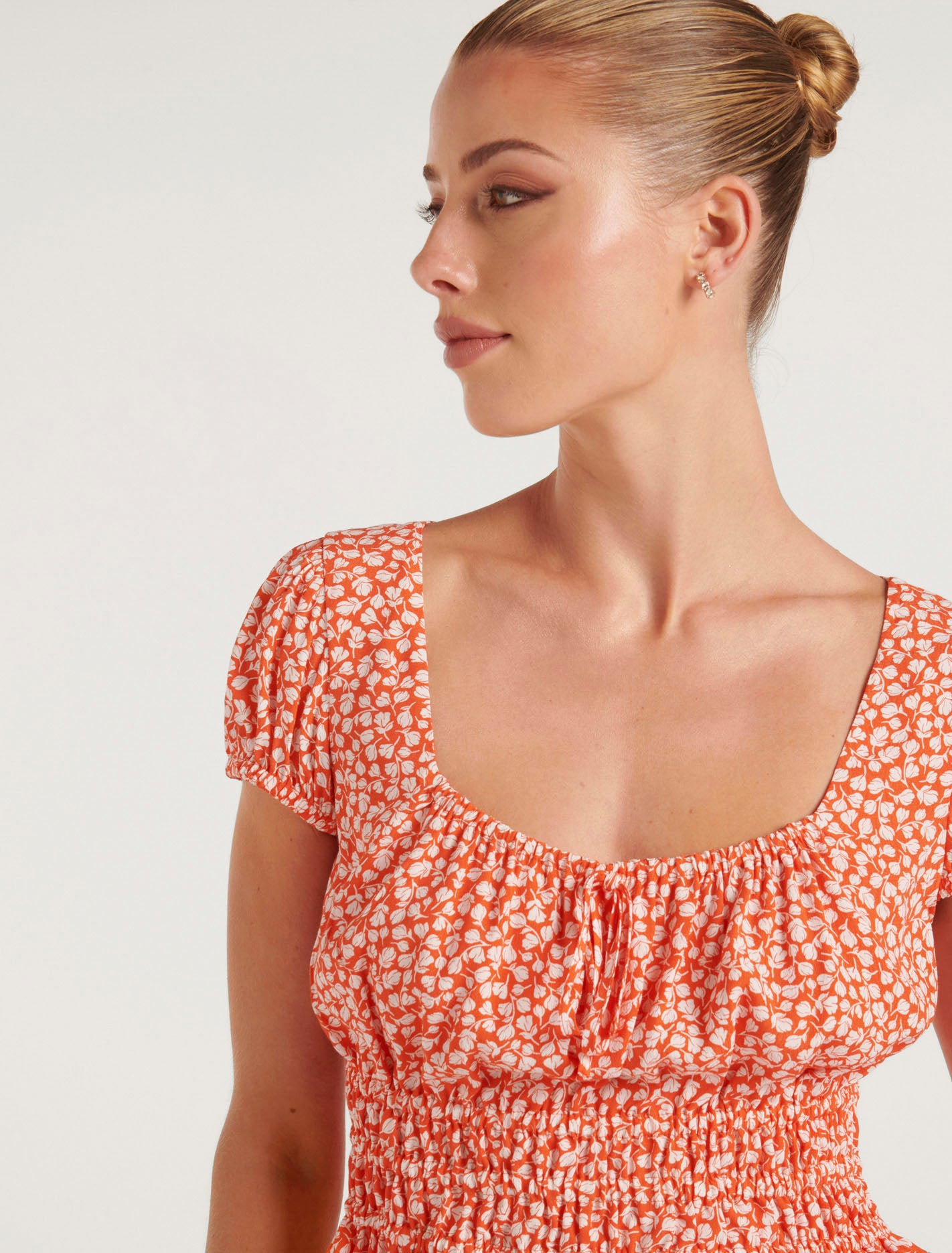 Cecilia Waisted Cap Sleeve Top Memphis Ditsy