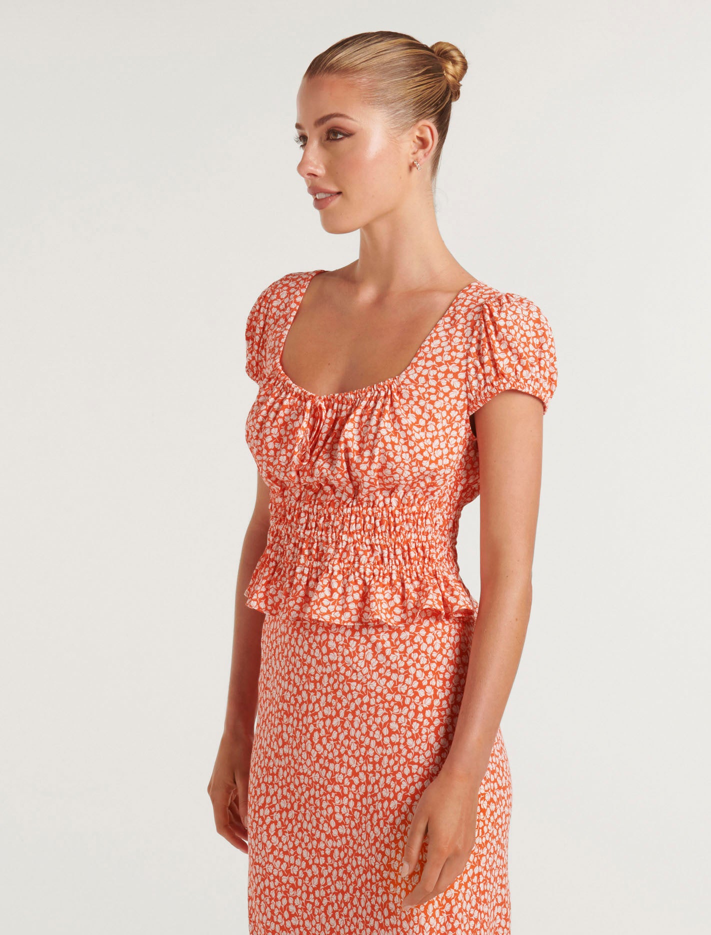Cecilia Waisted Cap Sleeve Top Memphis Ditsy