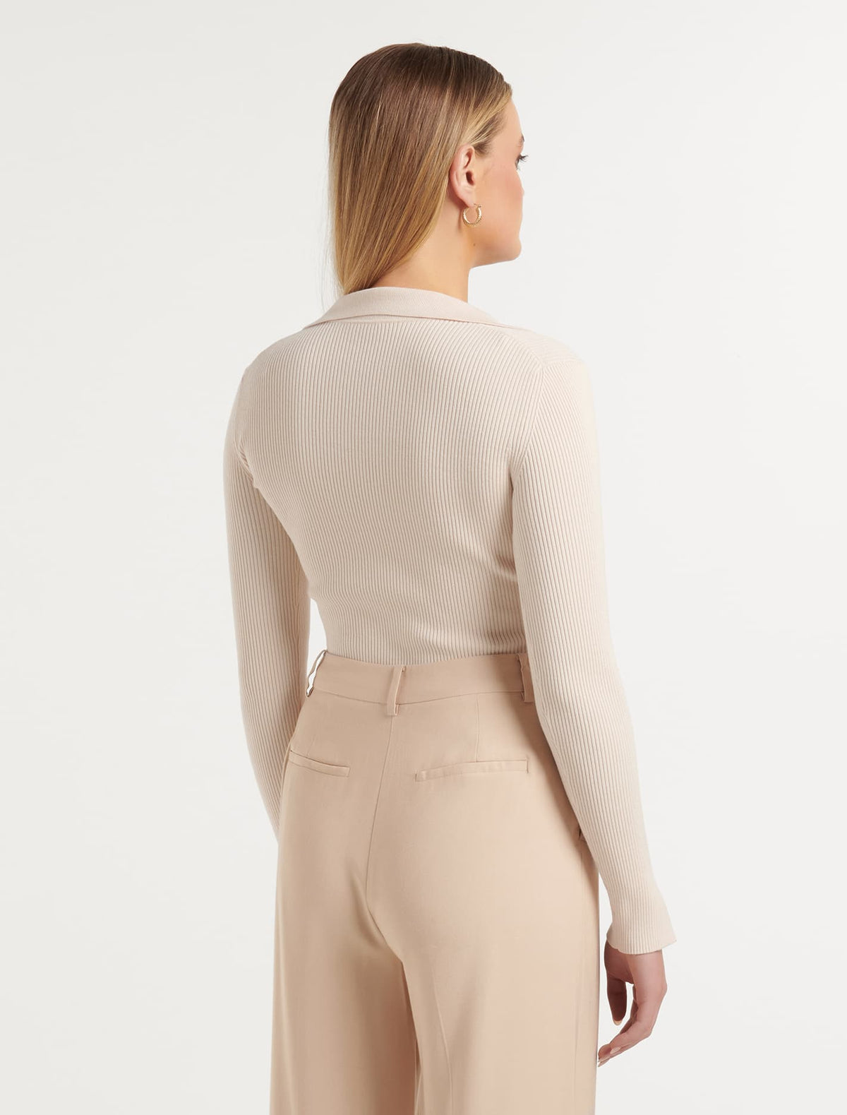 Selena Collar Knit Top Cream