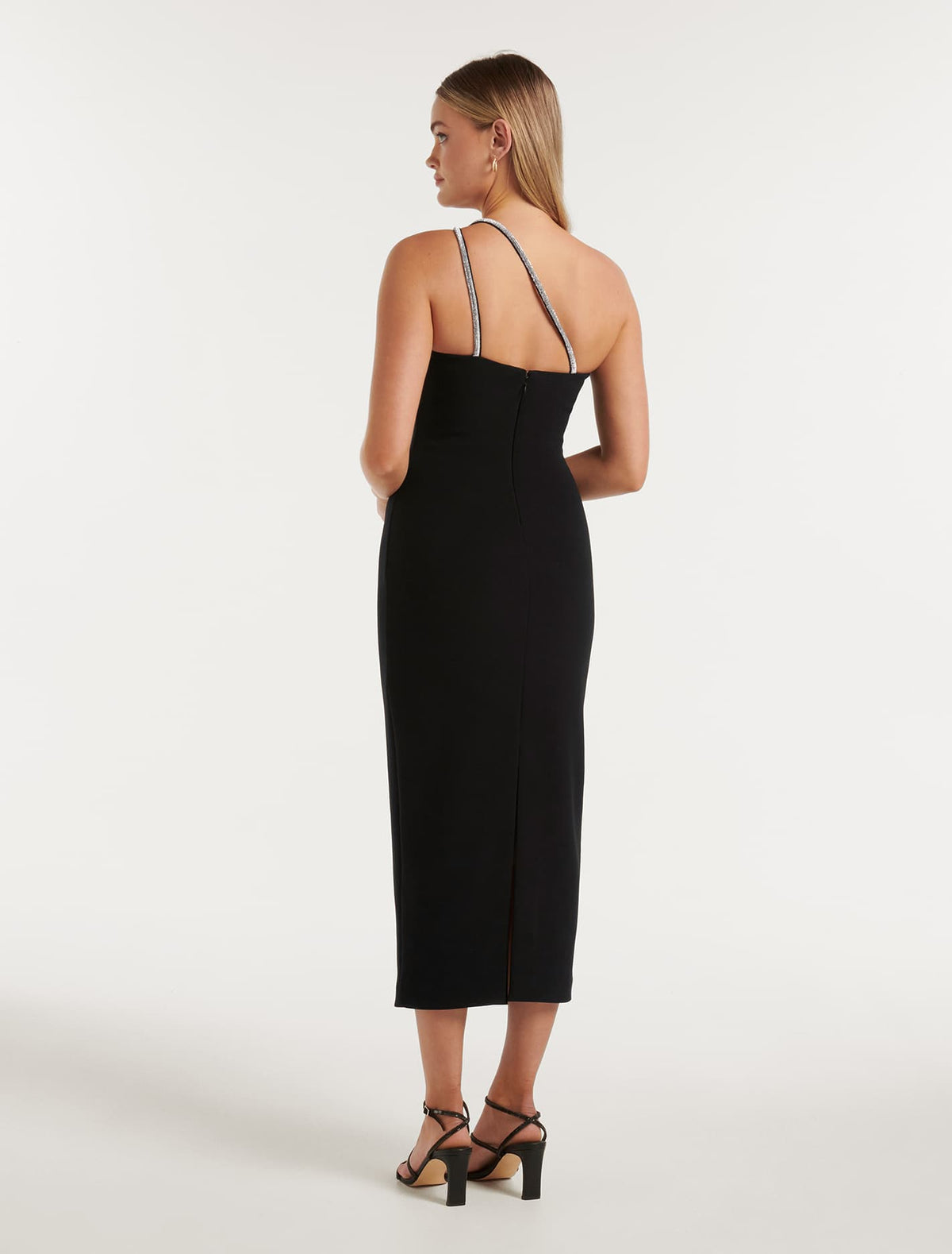 Jasmine Teardrop Bodycon Midi Black