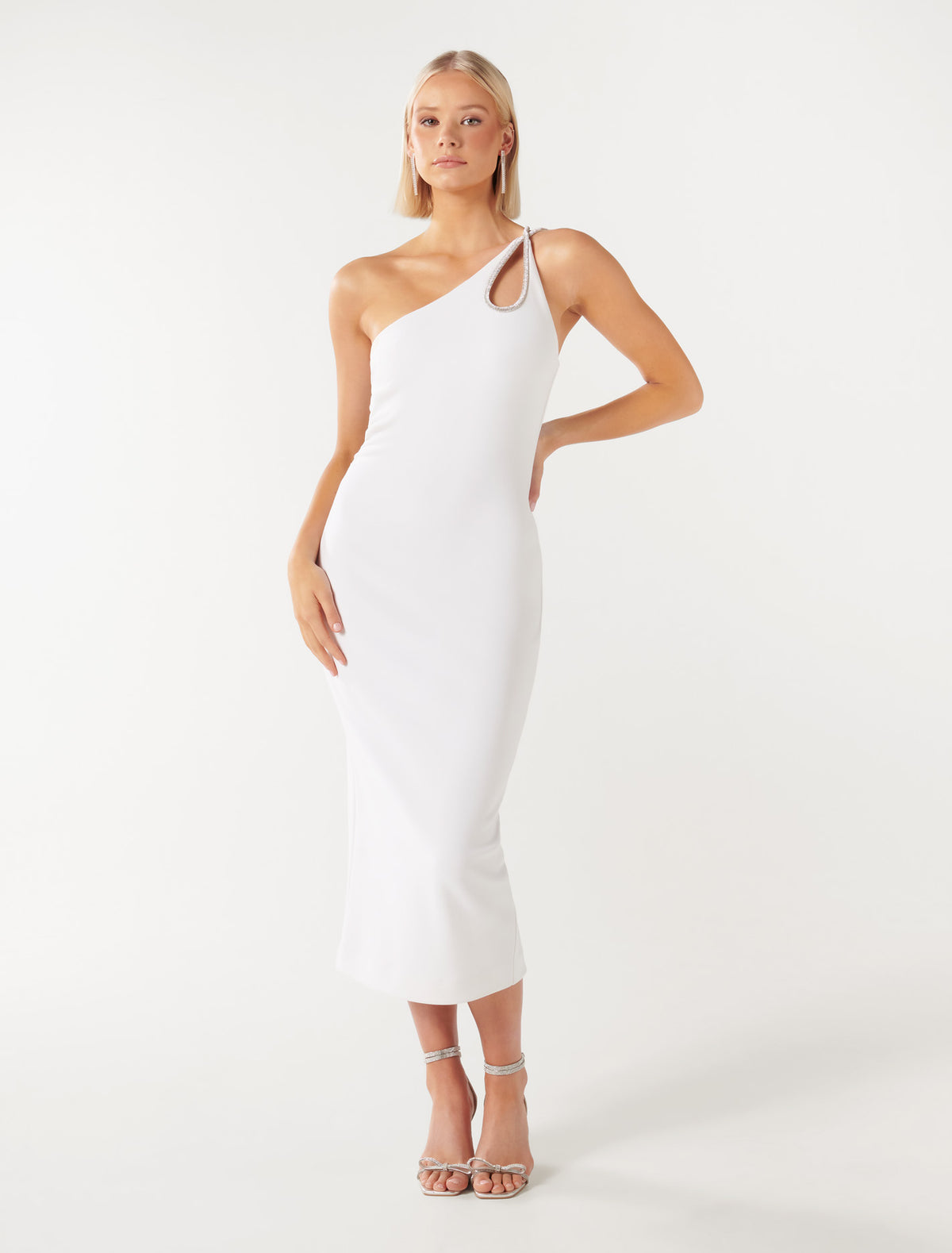 Jasmine Teardrop Bodycon Midi Porcelain