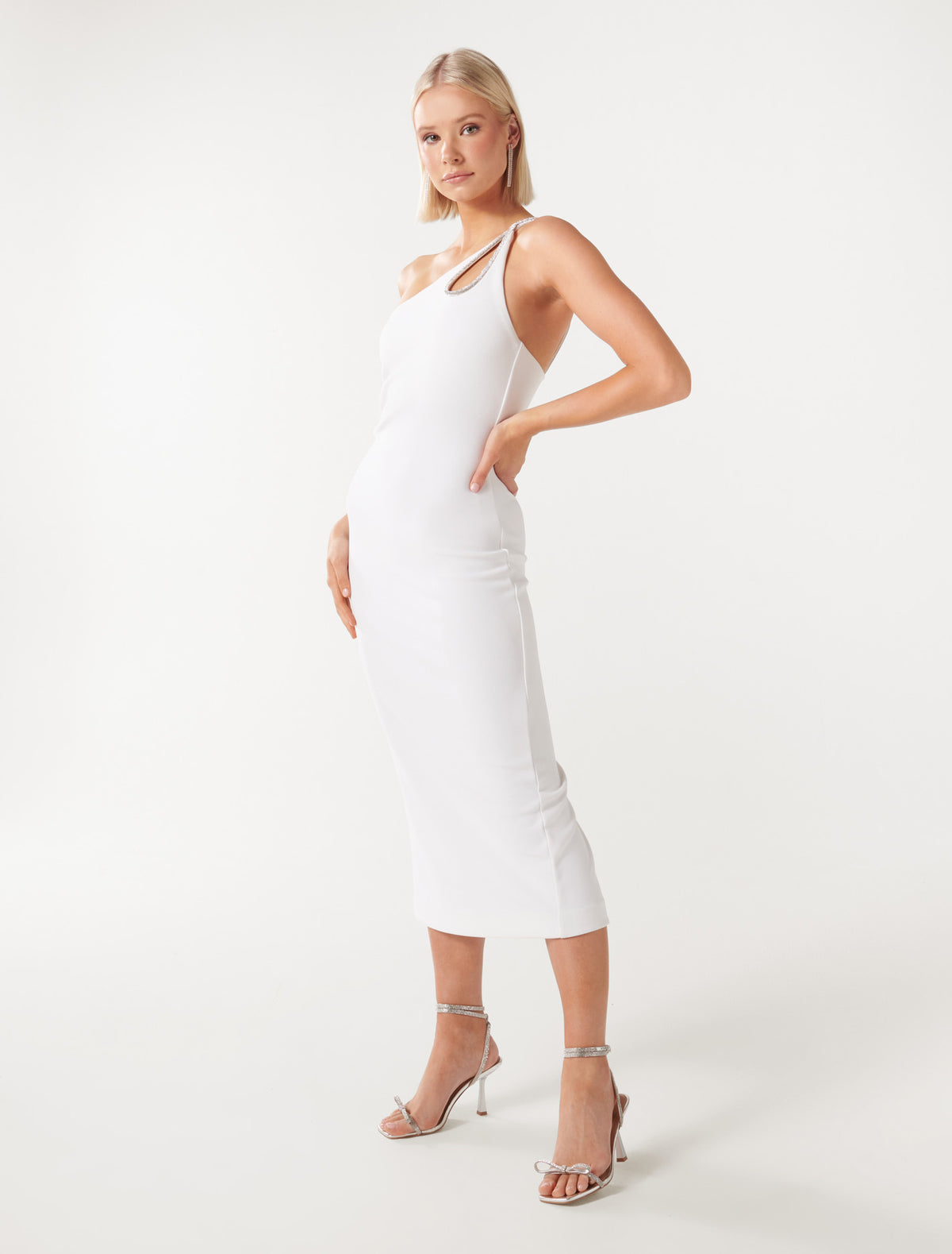 Jasmine Teardrop Bodycon Midi Porcelain