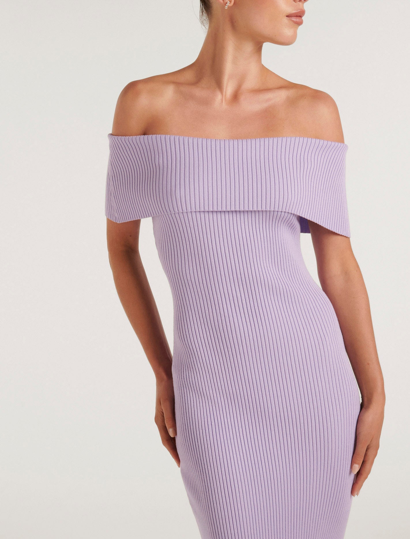 Naomi Bardot Column Knit Dress Blossoming Lilac