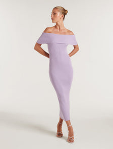Naomi Bardot Column Knit Dress Blossoming Lilac