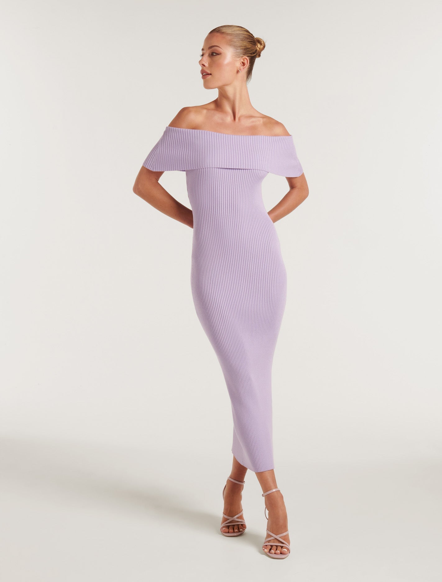Naomi Bardot Column Knit Dress Blossoming Lilac