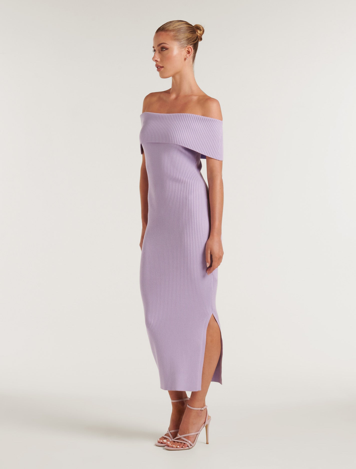Naomi Bardot Column Knit Dress Blossoming Lilac