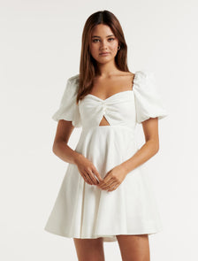 Fearne Twist Mini Dress Porcelain