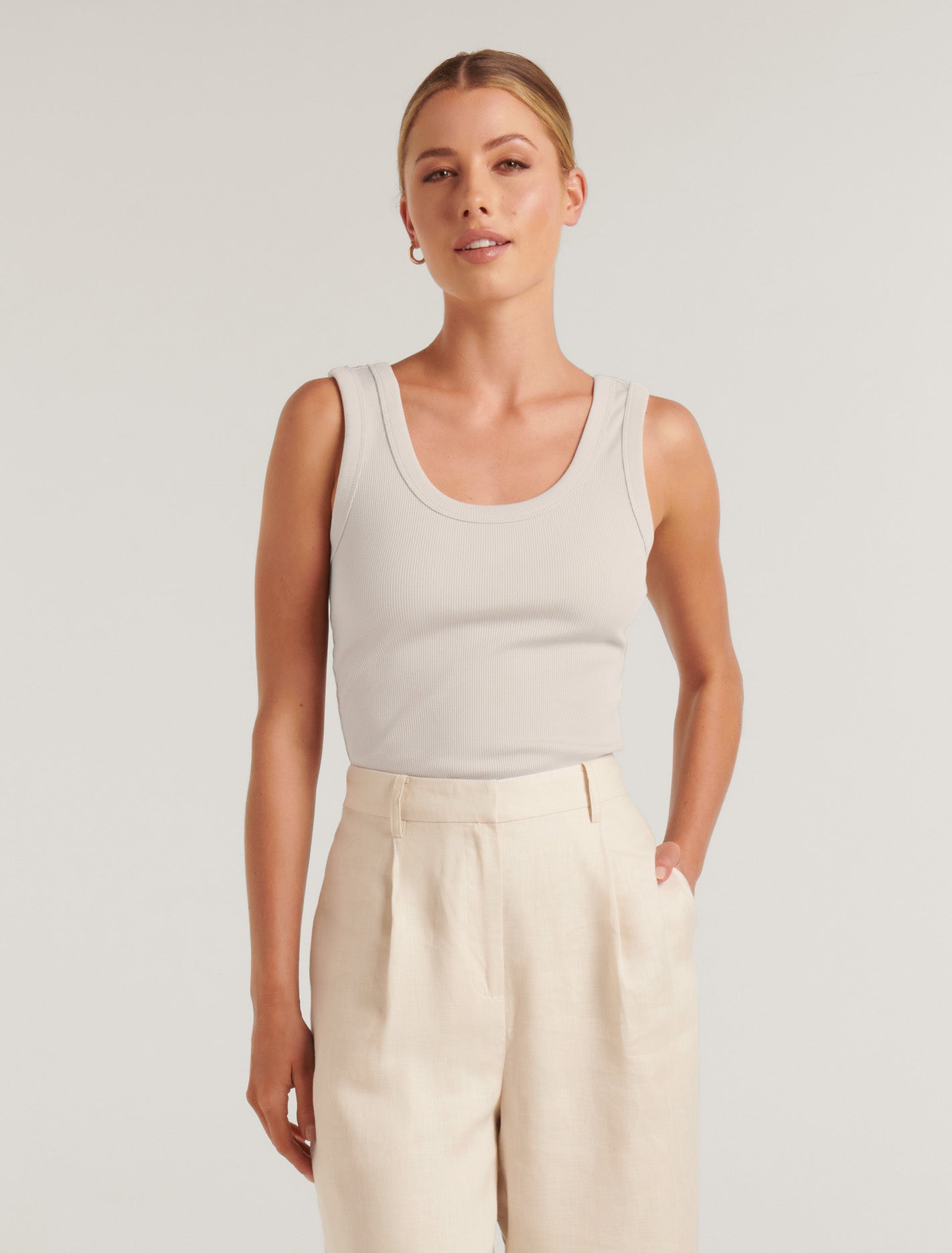 Riley Scoop Neck Tank Stone