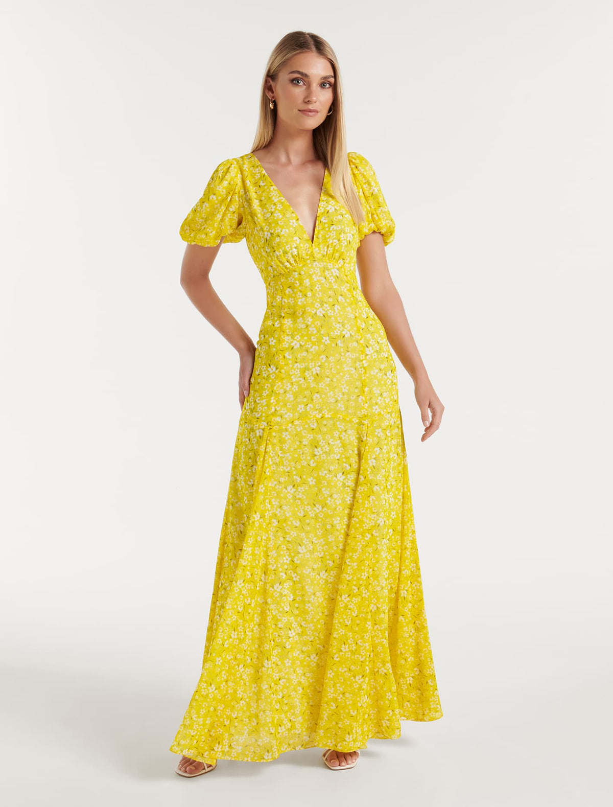 Hayden Puff Sleeve Maxi Dress Yellow Springhurst