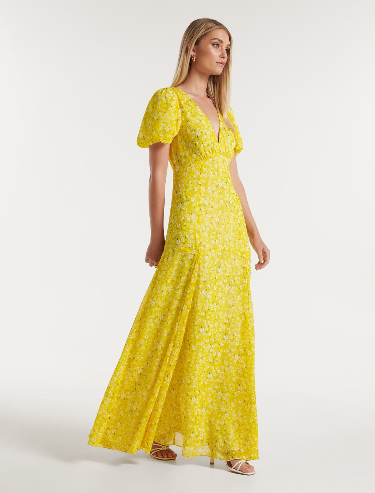 Hayden Puff Sleeve Maxi Dress Yellow Springhurst