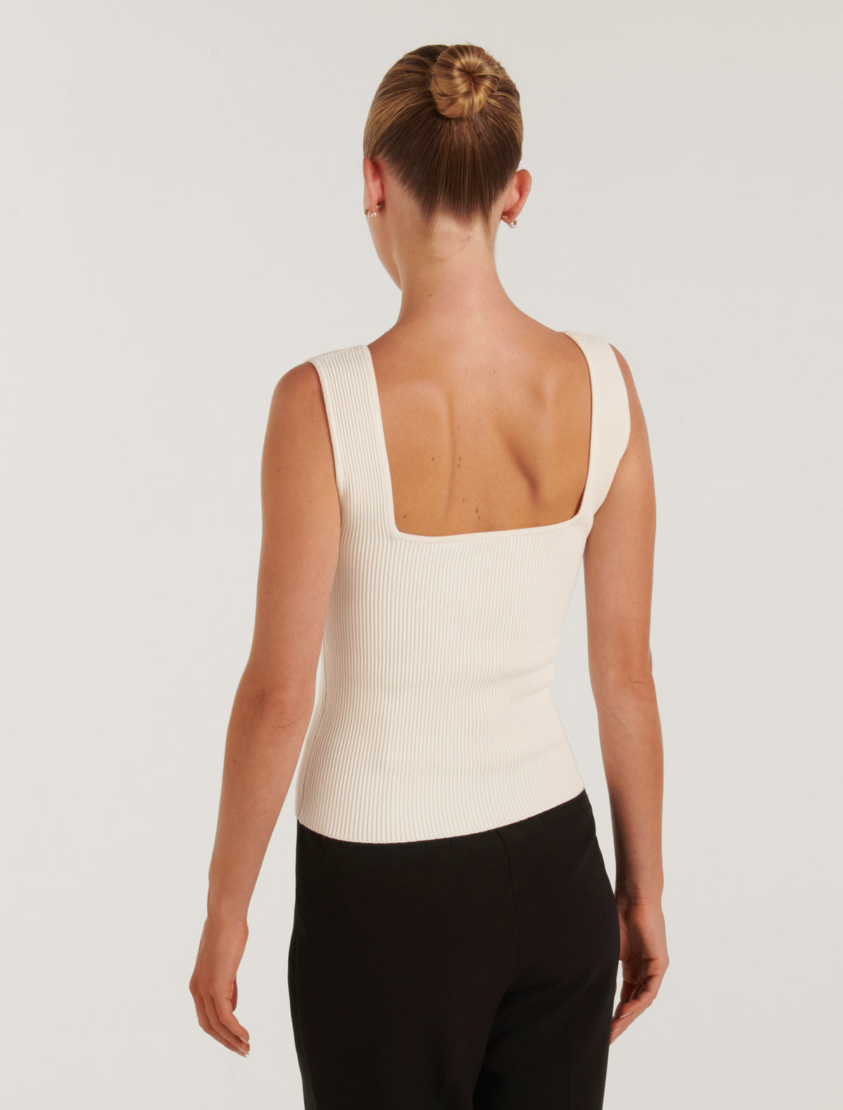 Bobbie Square Neck Knit Tank Cream