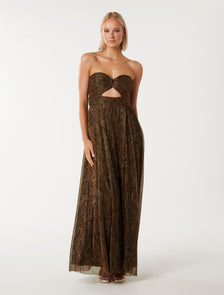 Andy Strapless Plisse Maxi Dress Bronze