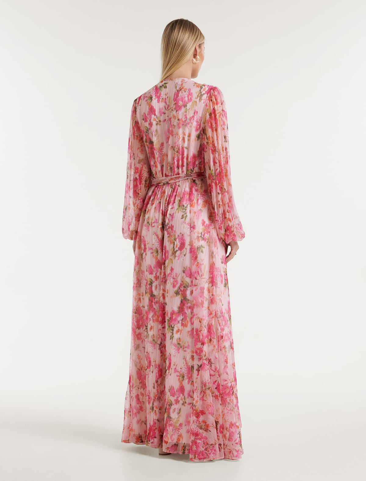 Regan Cascade Plisse Maxi Dress Berry Fairfield Floral
