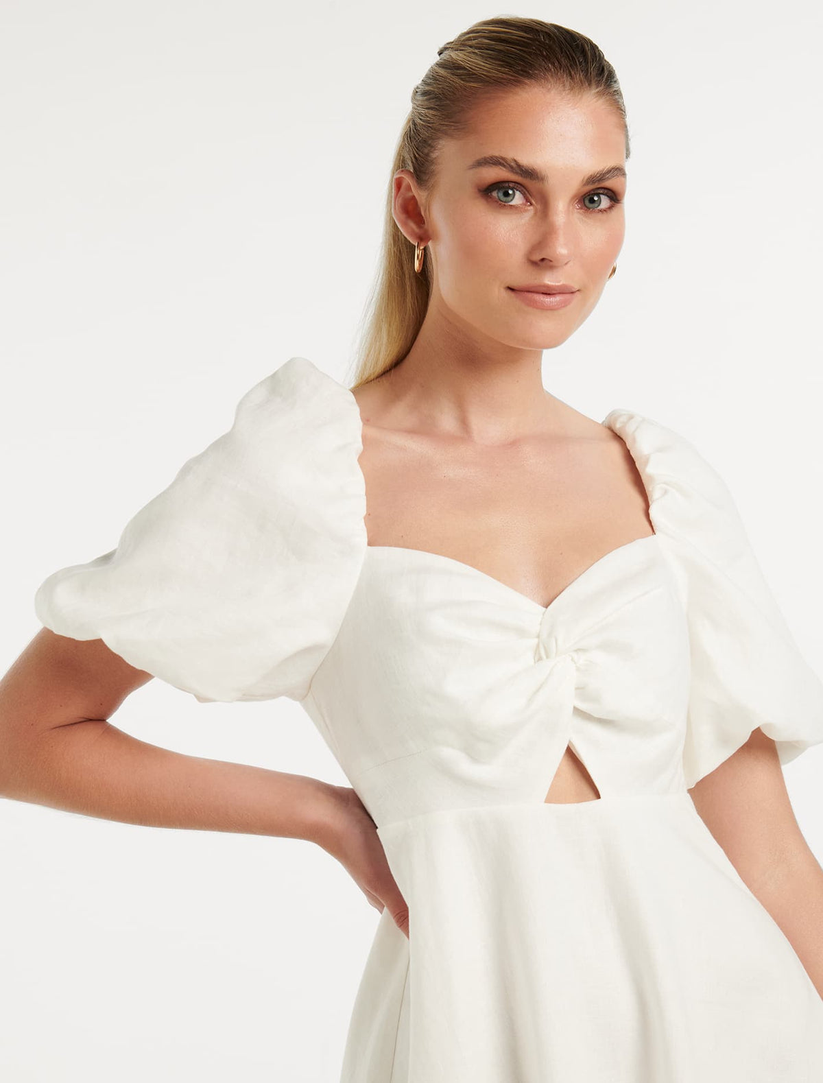 Jojo Twist Midi Dress Porcelain