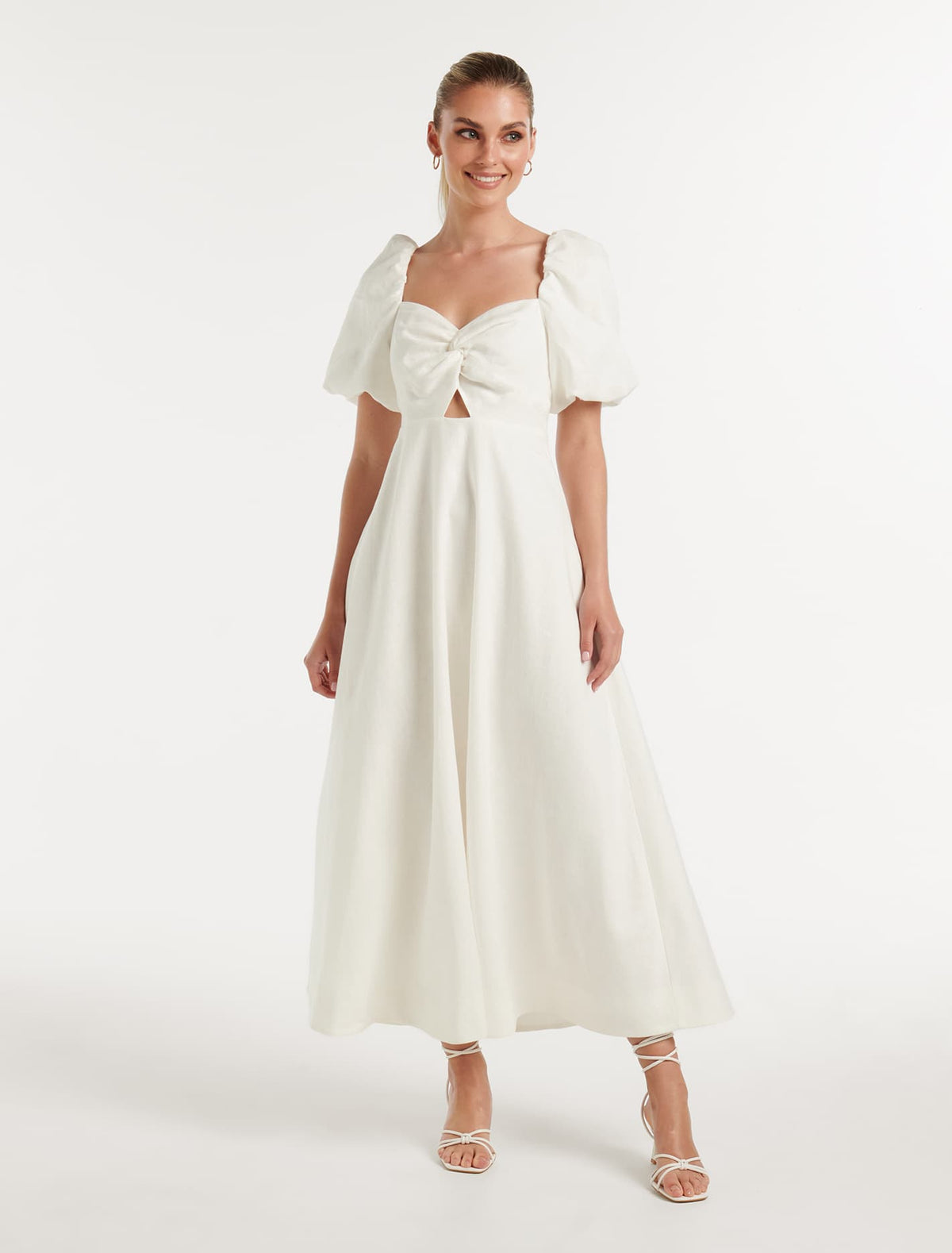 Jojo Twist Midi Dress Porcelain