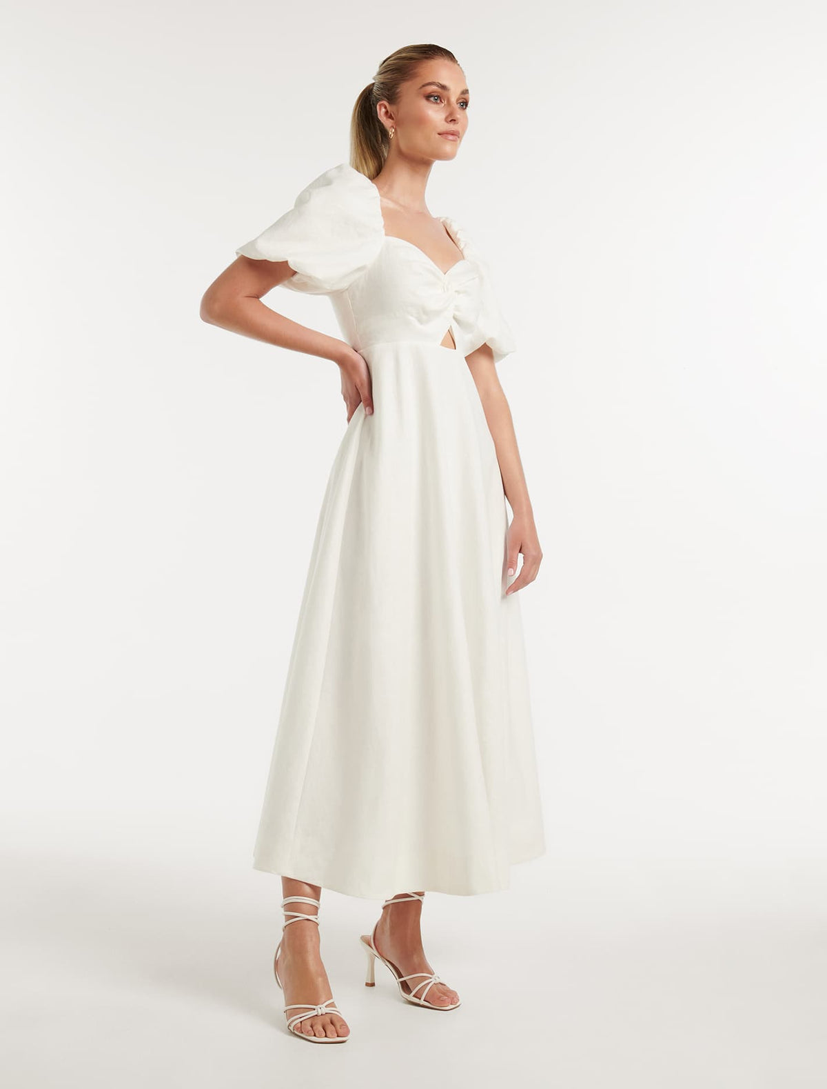 Jojo Twist Midi Dress Porcelain