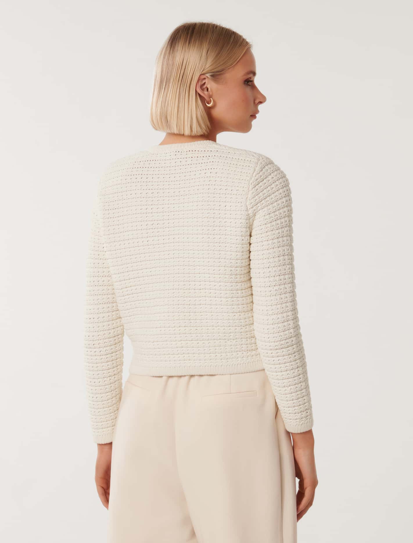 Chloe Textured Knit Cardigan Cream