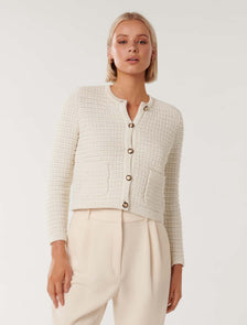 Chloe Textured Knit Cardigan Cream