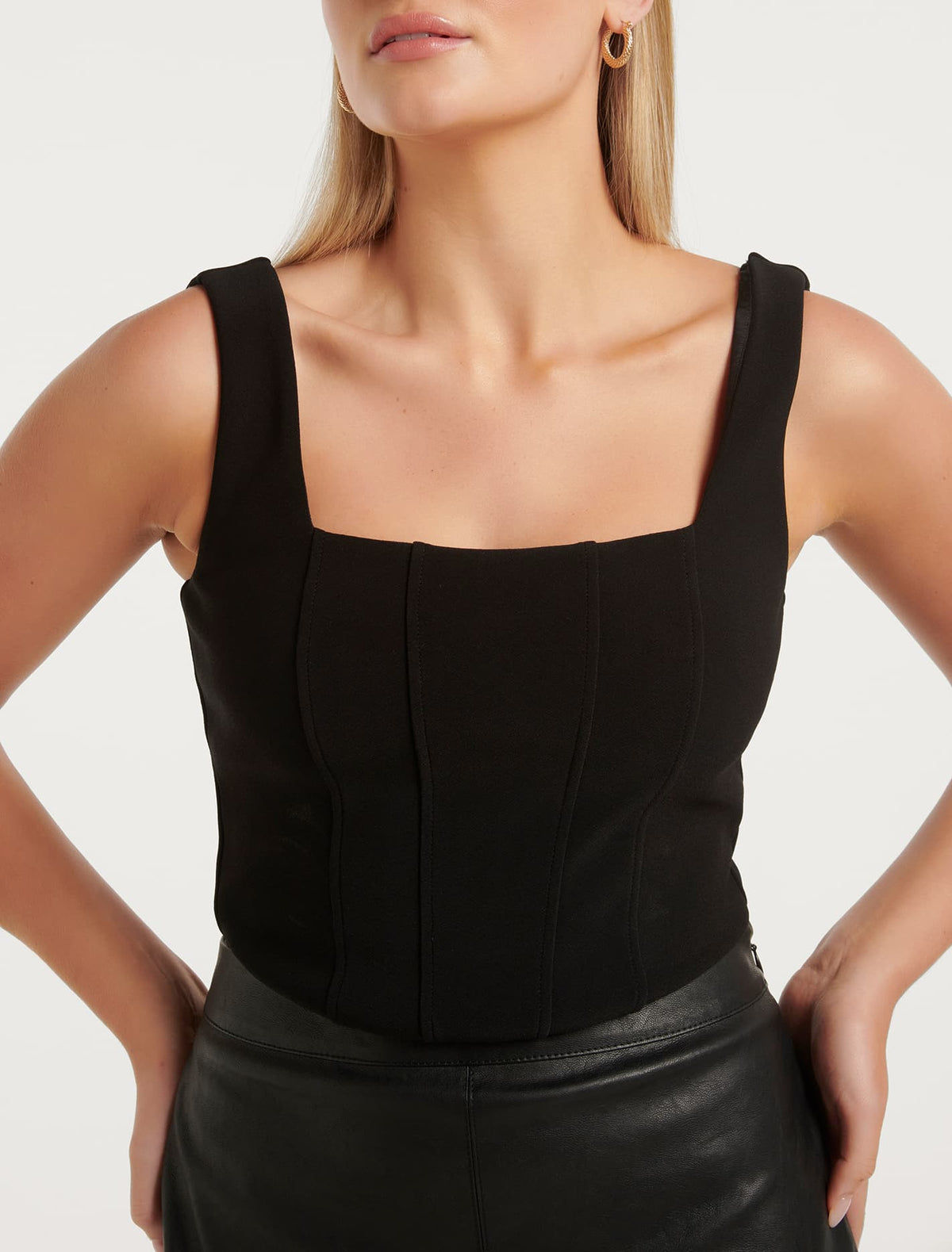 Sydnie Strap Corset Tank Black