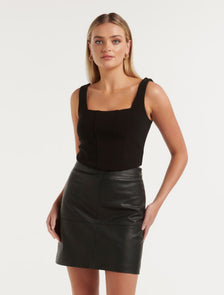 Sydnie Strap Corset Tank Black