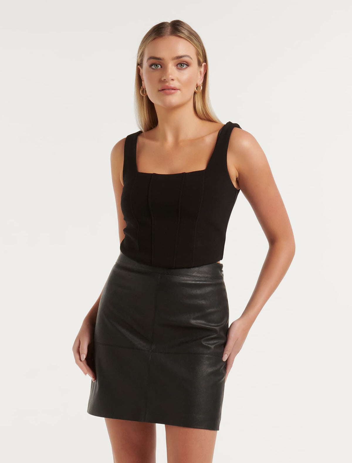 Sydnie Strap Corset Tank Black