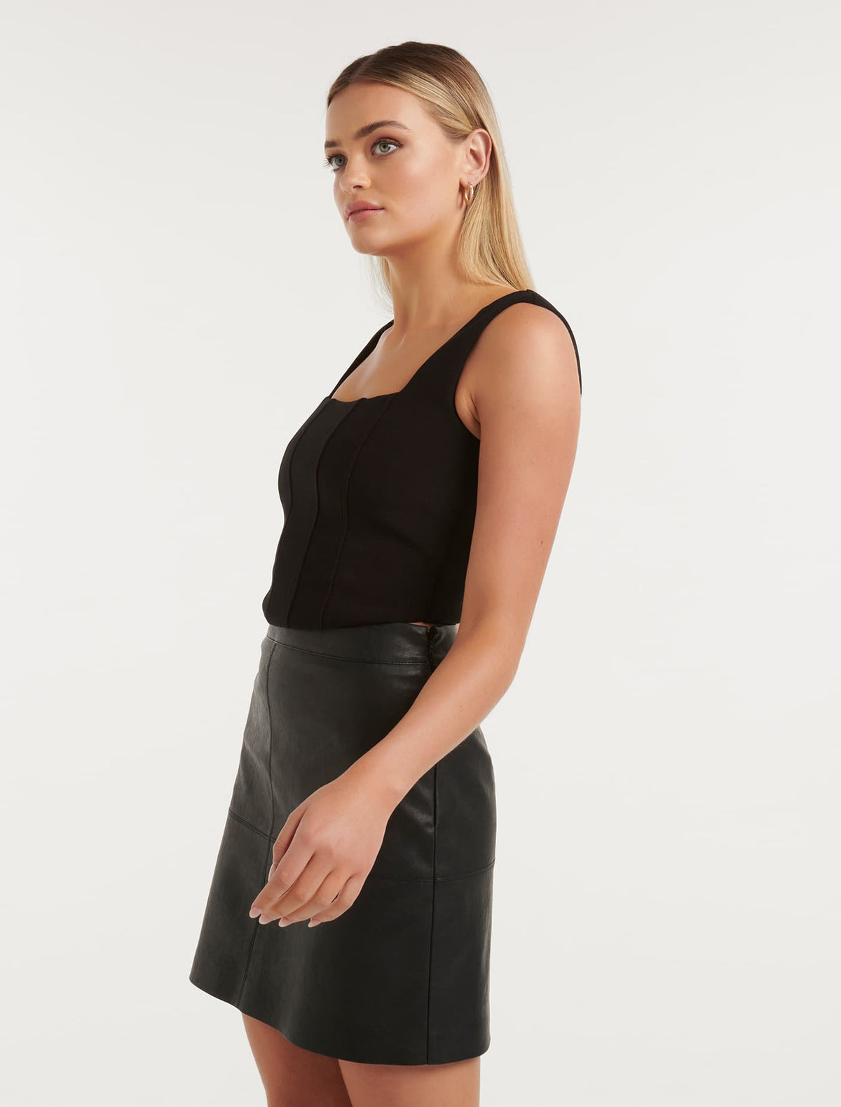 Sydnie Strap Corset Tank Black
