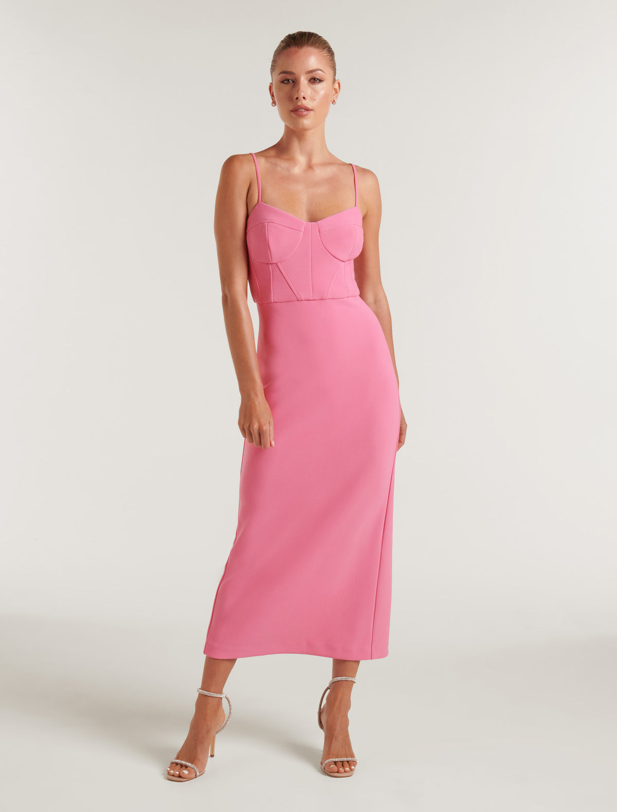 Elsa Corset Bodycon Midi Carnation Pink