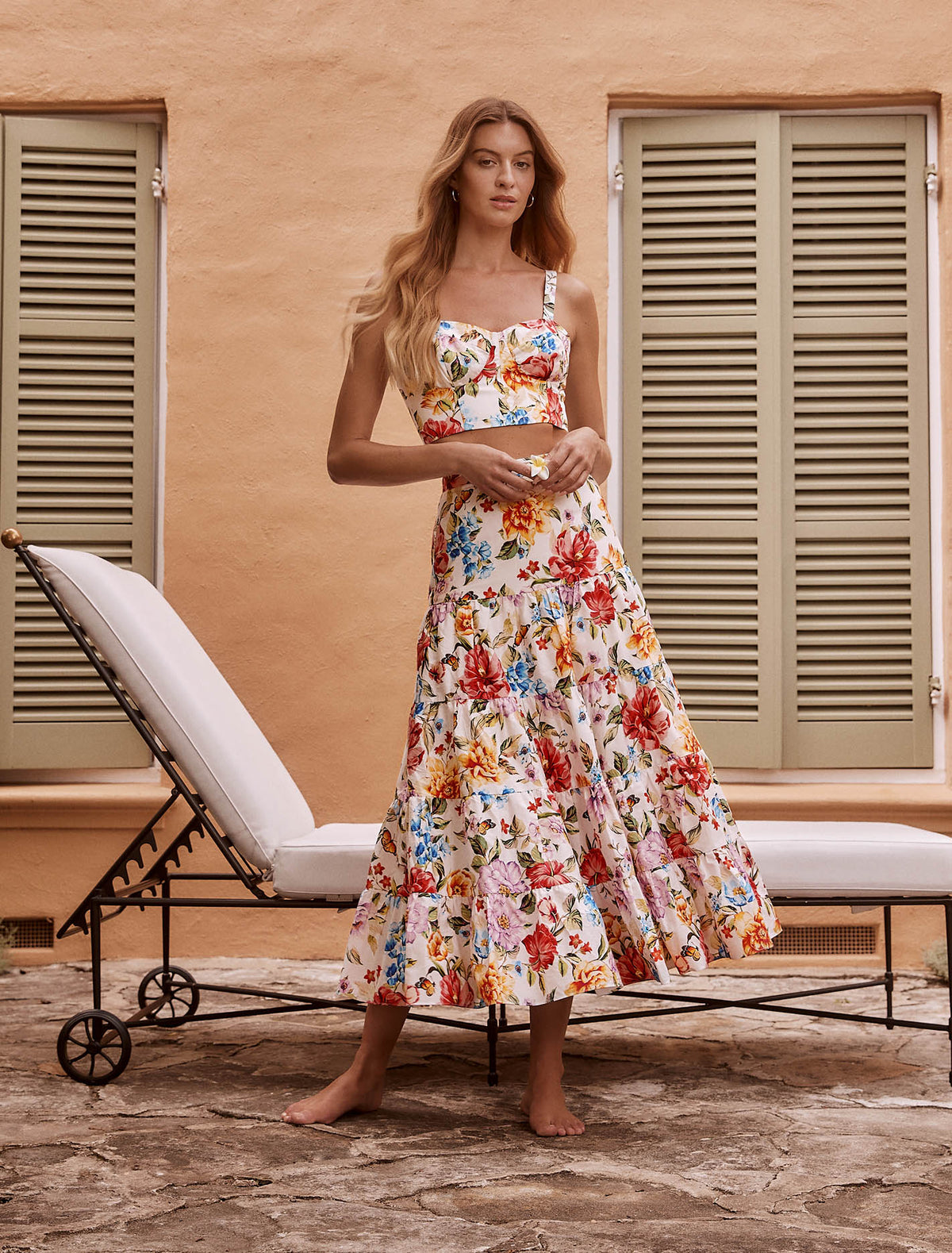 Tilly Tiered Midi Skirt Tivoli Floral