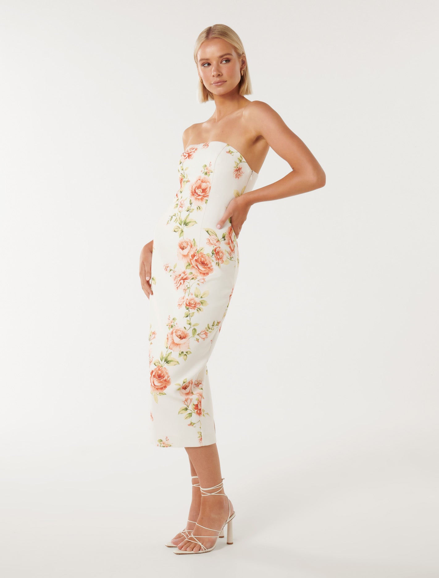 Tiana Strapless Midi Easton Floral