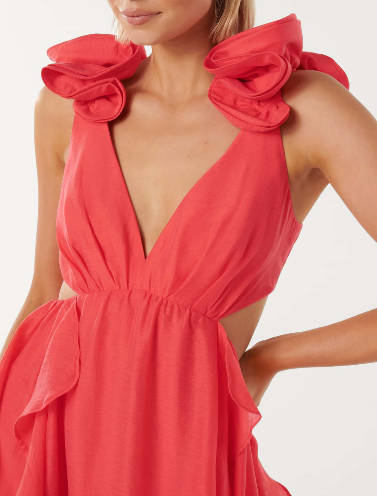 Evan Ruffle Mini Dress Cocktail Cherry