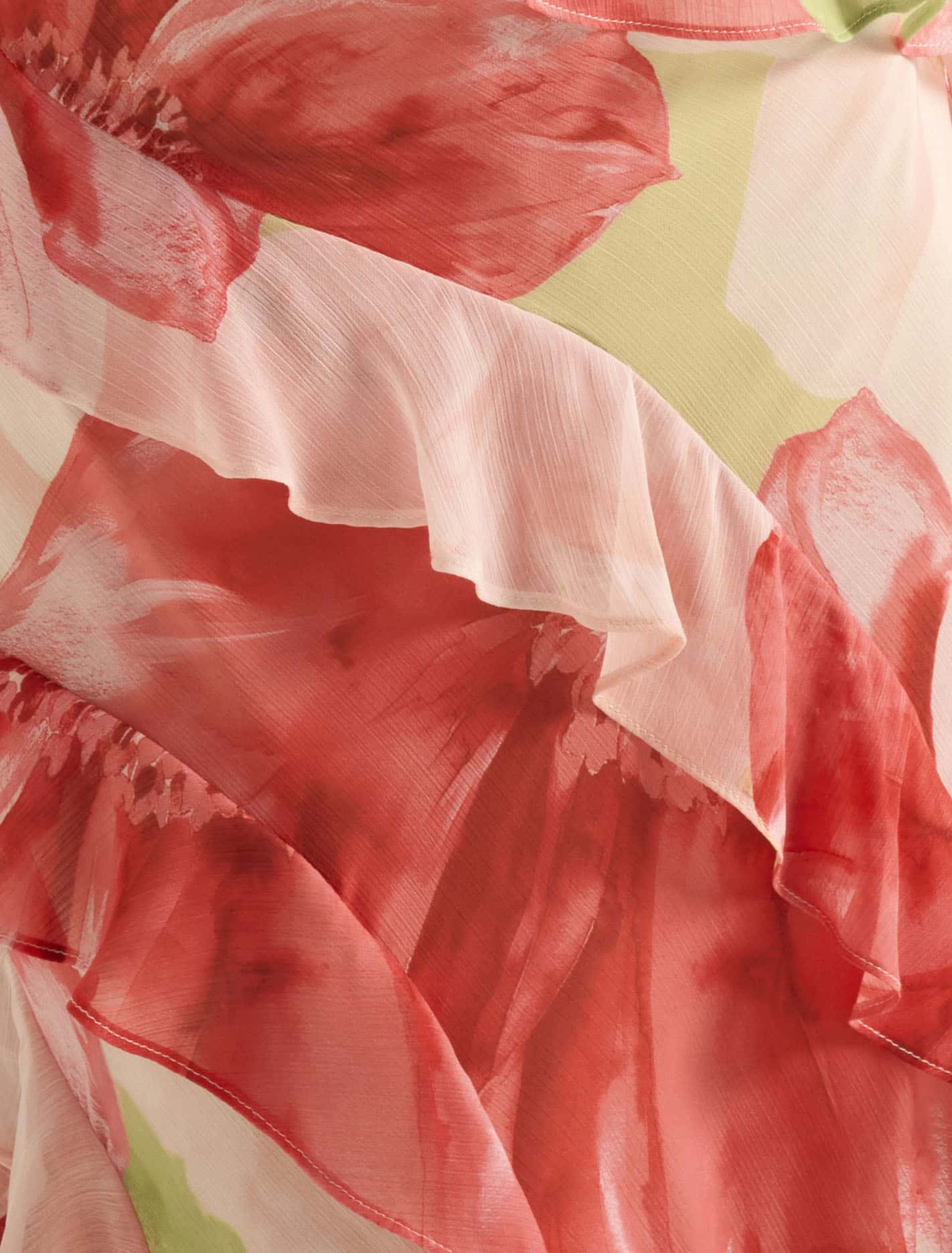 Poppy Ruffle Gown Coral Amara Floral