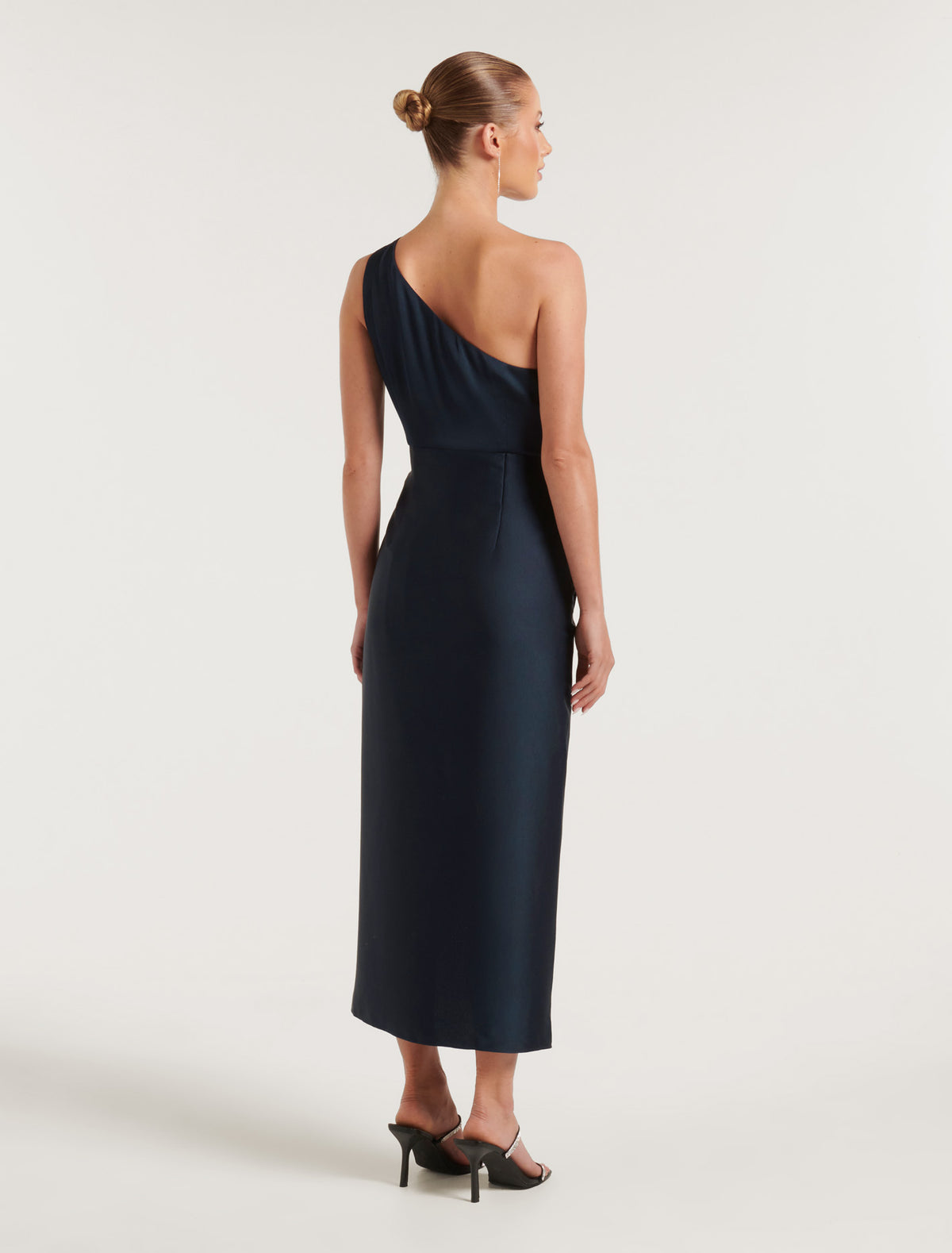 Melissa Petite One Shoulder Dress Navy
