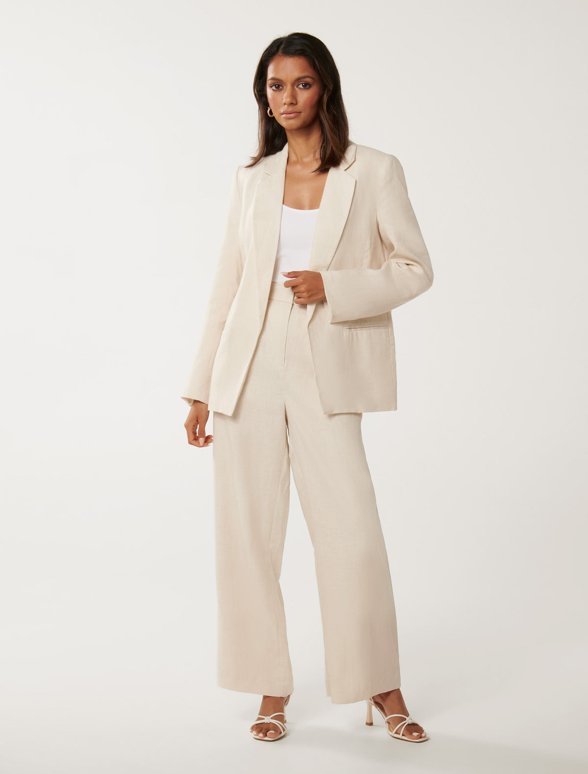 Lucy Petite Linen Blazer Stone Suit