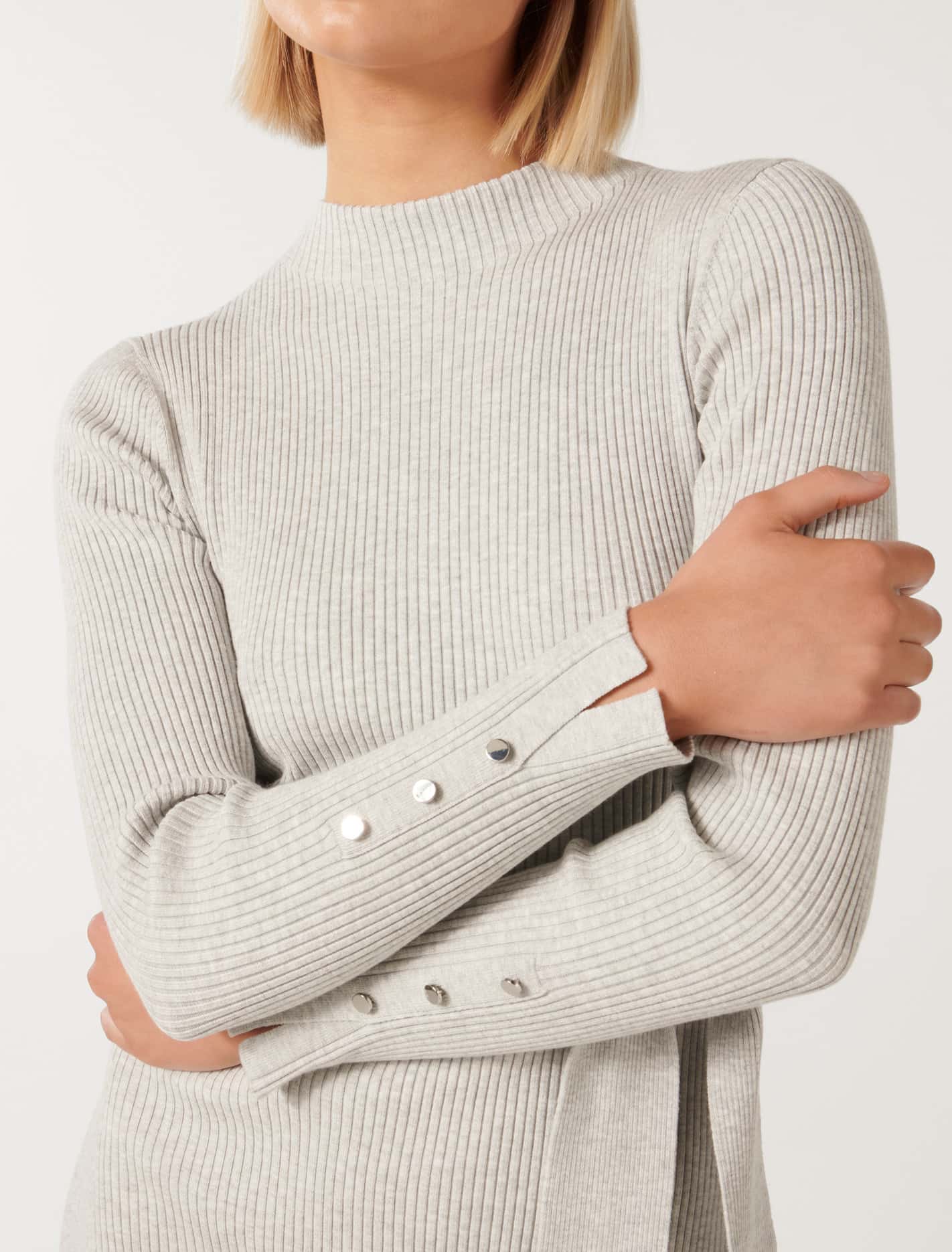 Lily Rib Column Knit Dress Grey