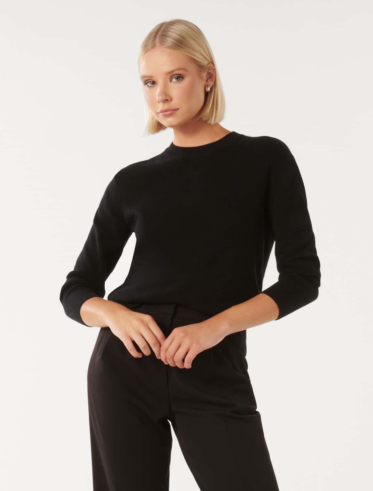 Pippa Crew Neck Essential Knit Jumper Black