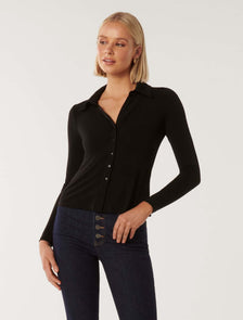 Terri Crepe Shirt Black