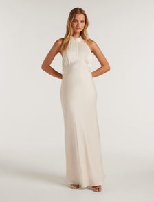 Yasmina Halter Neck Satin Gown Ivory