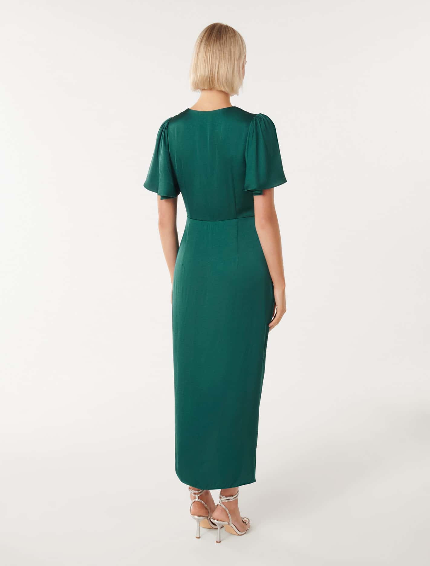 Estelle Flutter Sleeve Midi Dress Classic Teal