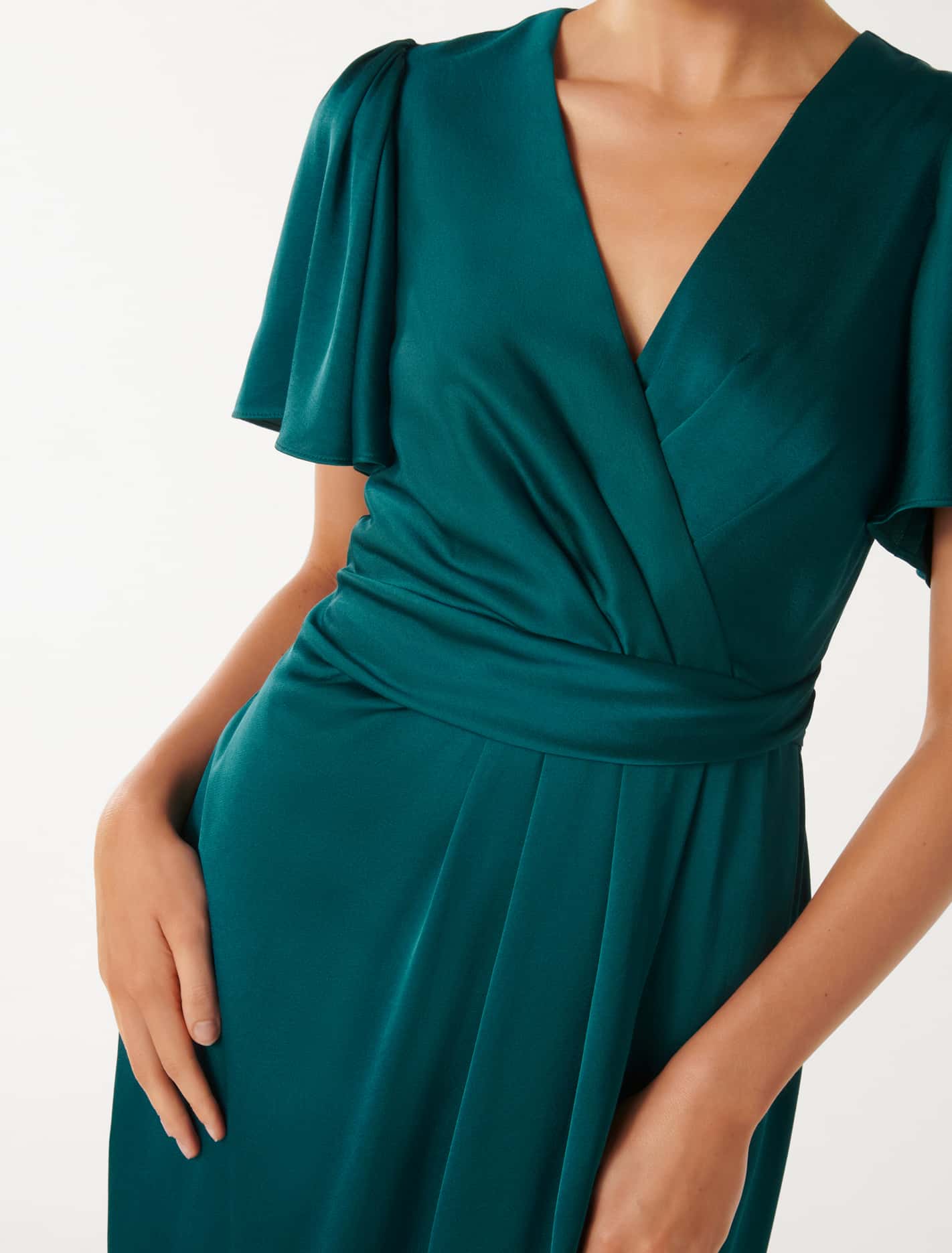 Estelle Flutter Sleeve Midi Dress Classic Teal