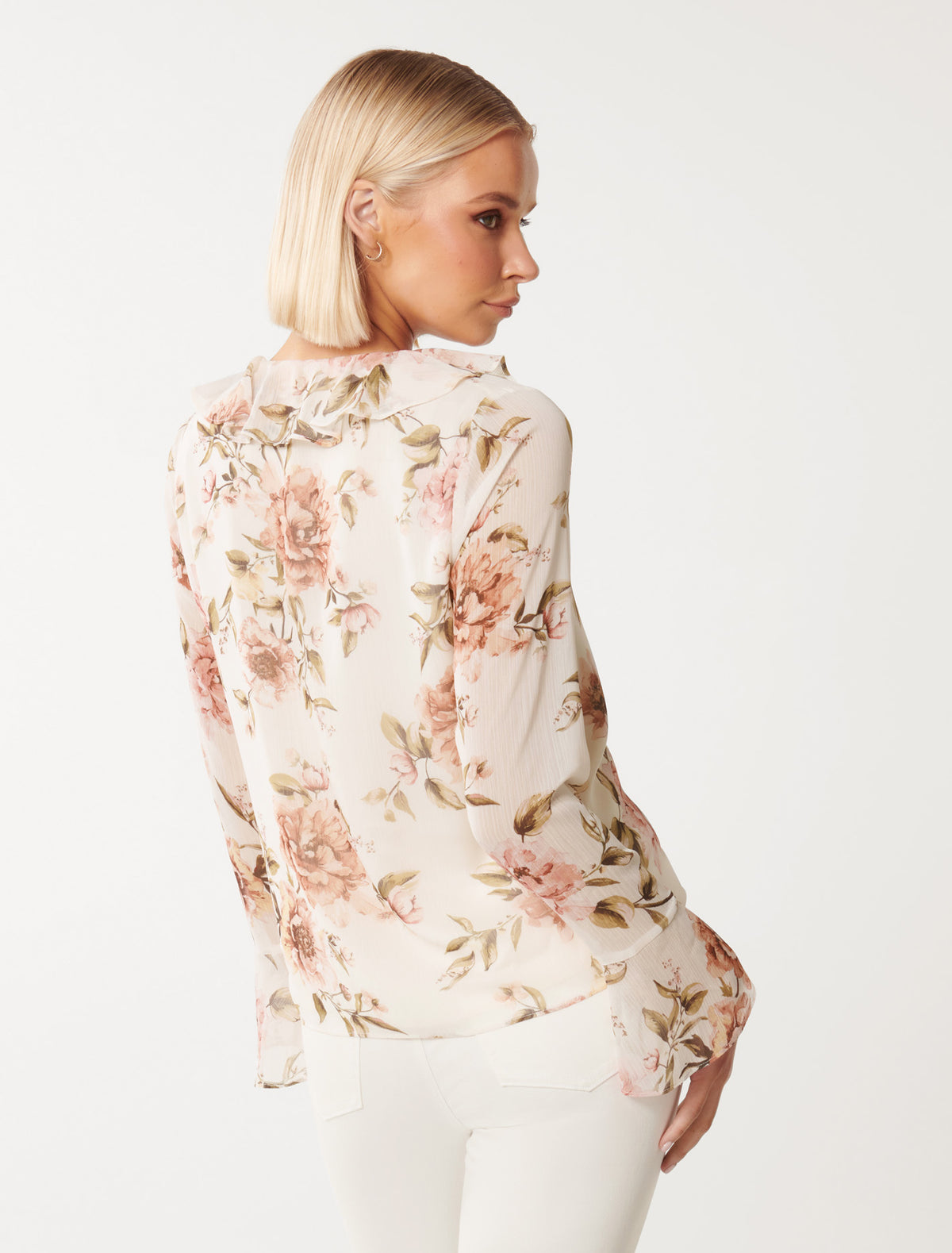 Ida Ruffle Blouse Blush Petra Floral