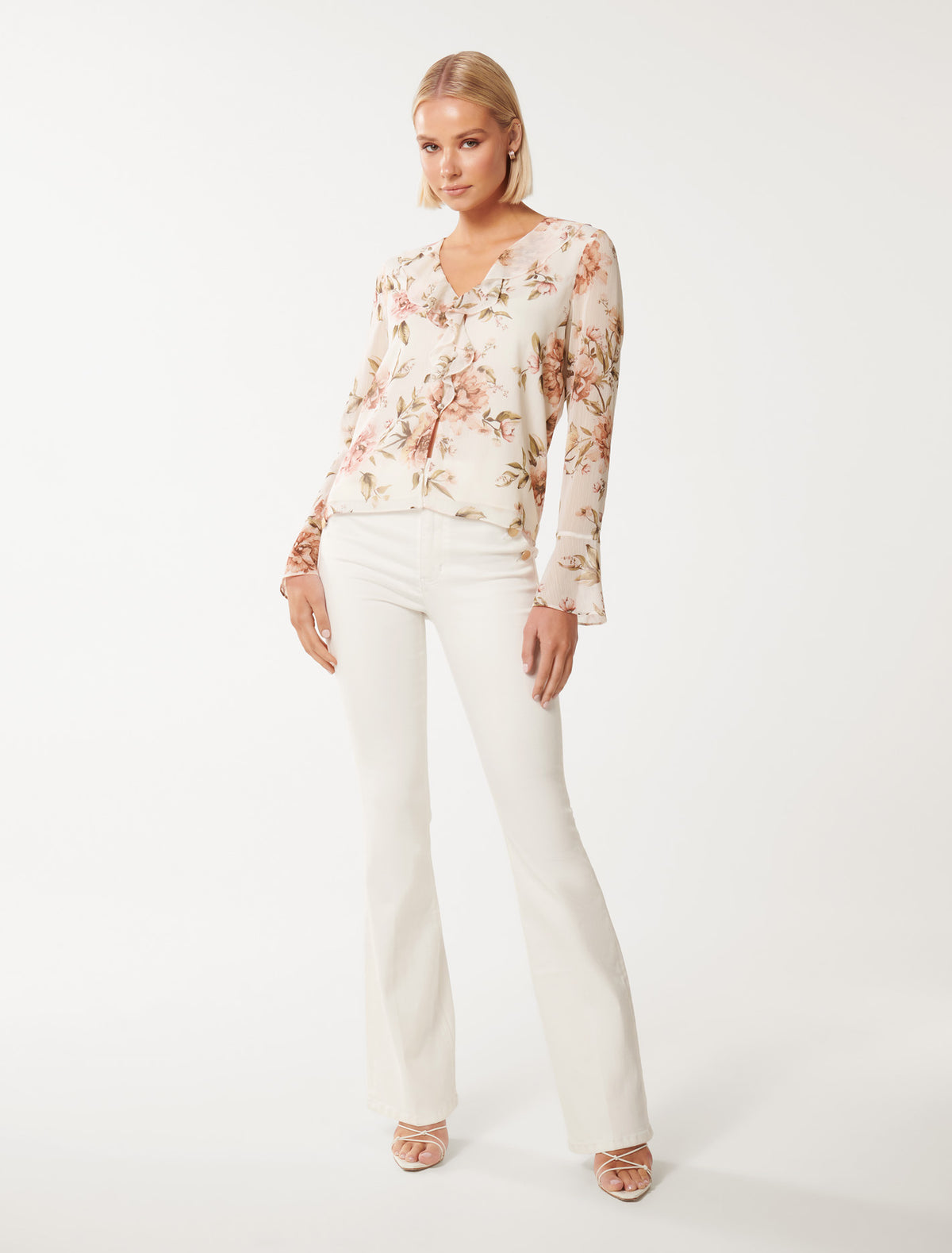 Ida Ruffle Blouse Blush Petra Floral